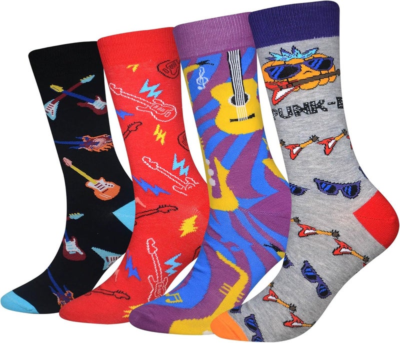 Cansok Men's 2/4 Packs Fun Crazy Novelty Dress Crew Socks - Image 1